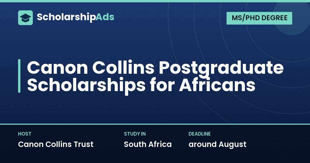 Canon Collins Postgraduate Scholarships for Africans