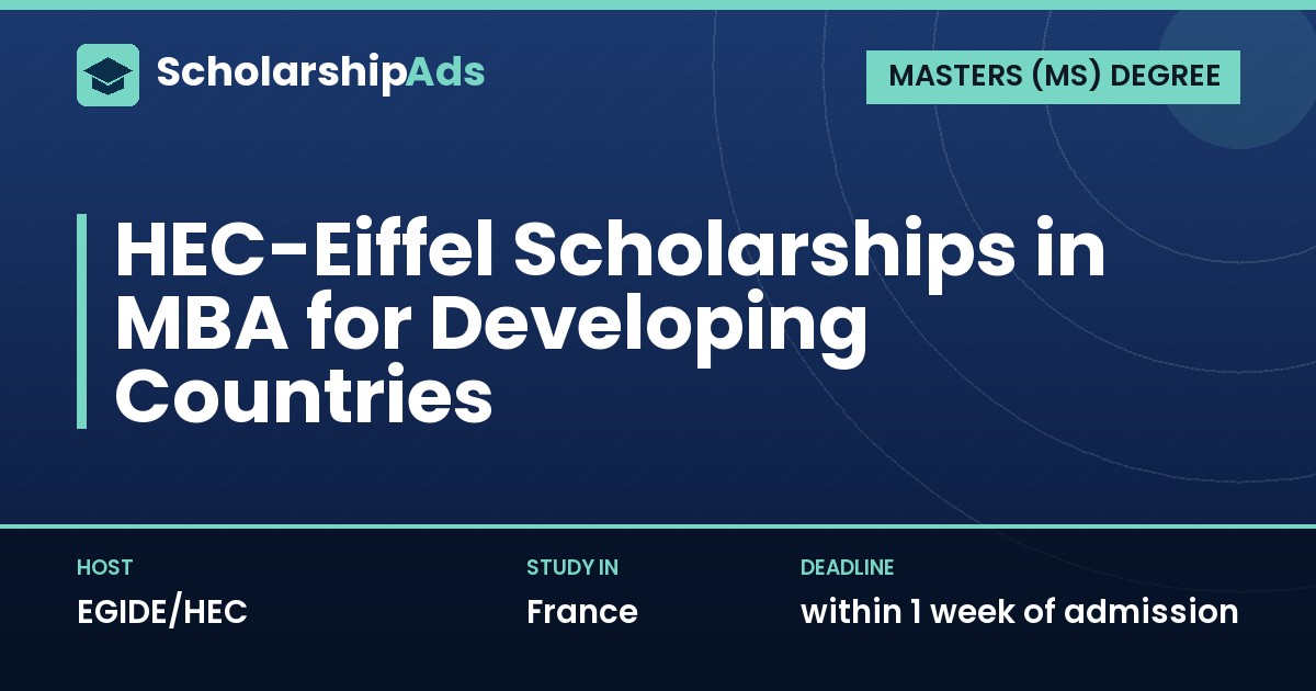 HEC-Eiffel Scholarships for MBA Students from Developing Countries