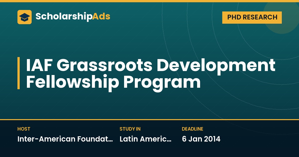 IAF Grassroots Development Fellowship: PhD Research in Latin America and the Caribbean