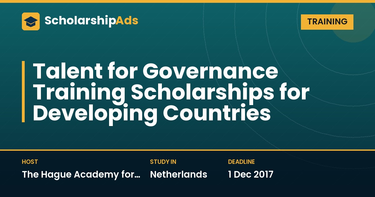 Talent for Governance Scholarships at The Hague Academy for Local Governance