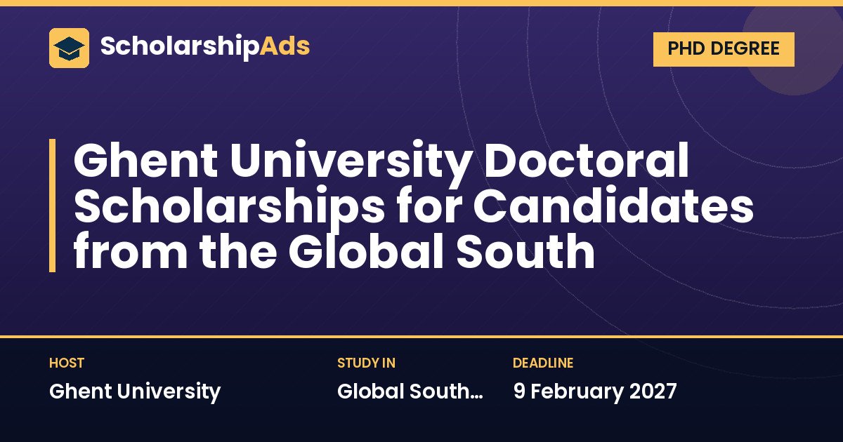 Ghent University Doctoral Scholarships for Candidates from the Global South