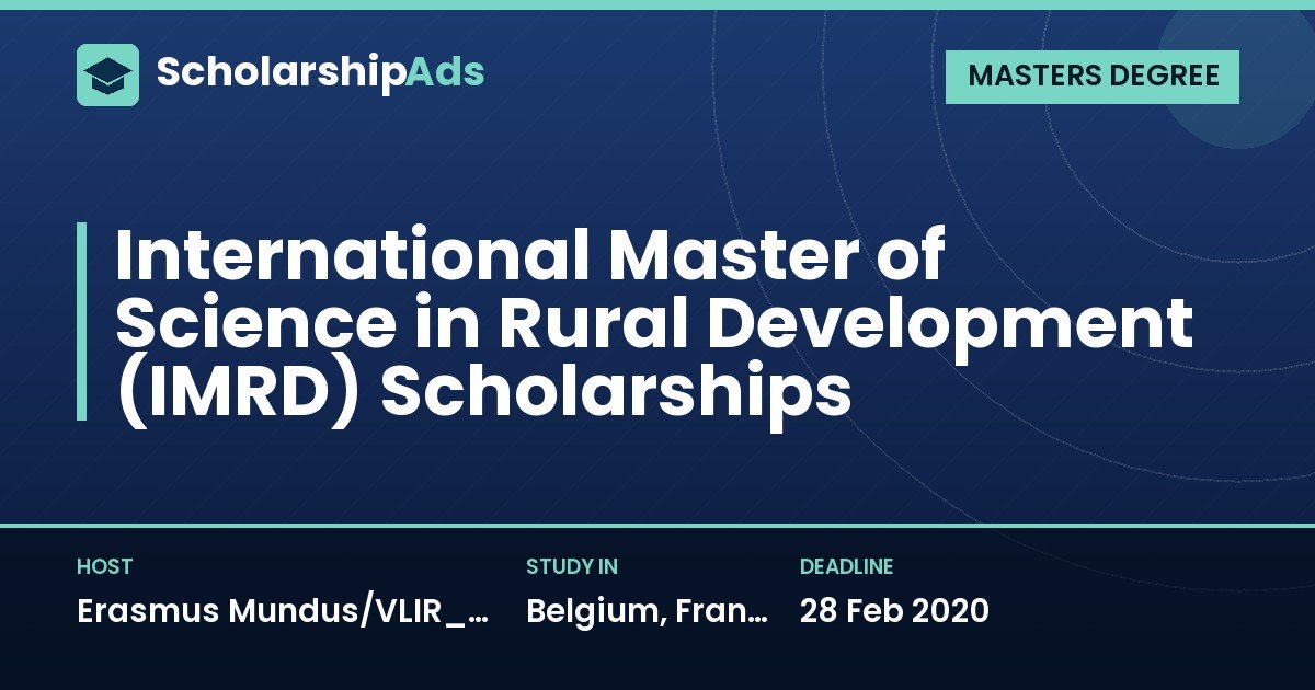 International Master of Science in Rural Development (IMRD) Scholarships