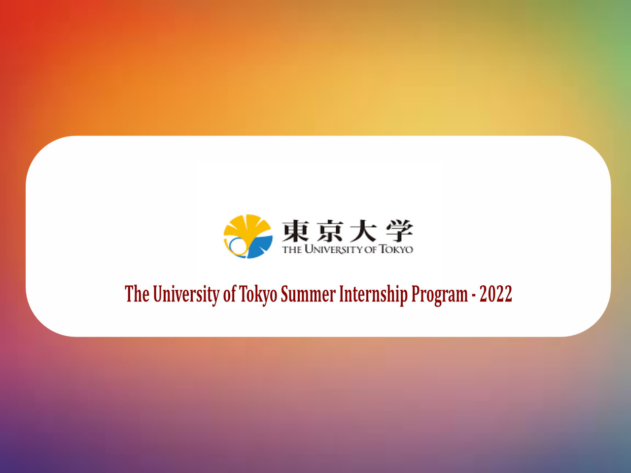 The University Of Tokyo Summer Internship Program 2022
